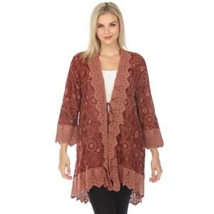 Johnny Was Rust Lace Kimono Jacket L